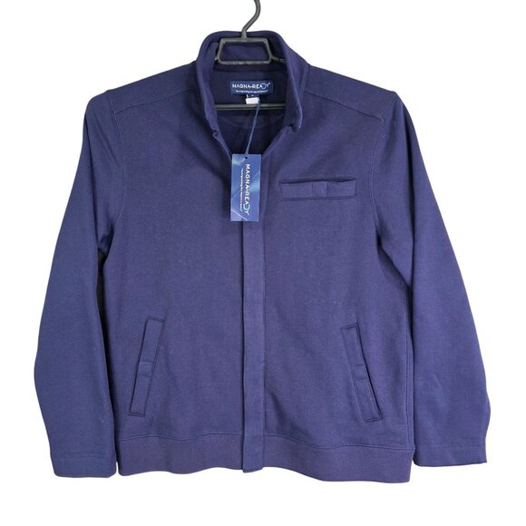 Mens Navy Blue MagnaReady Magnetic Closure Jacket Cotton Polyester Blend Size M